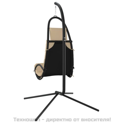 Градински стол-люлка възглавница кремав плат Оксфорд и стомана