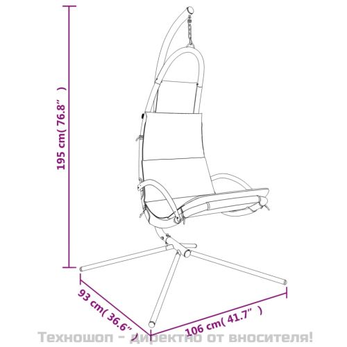 Градински стол-люлка възглавница кремав плат Оксфорд и стомана
