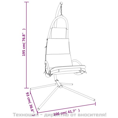 Градински стол-люлка с възглавница черен плат Оксфорд и стомана