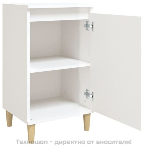 Нощно шкафче, бял гланц, 40x35x70 см, инженерно дърво