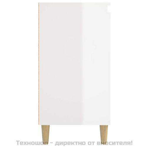 Нощно шкафче, бял гланц, 40x35x70 см, инженерно дърво