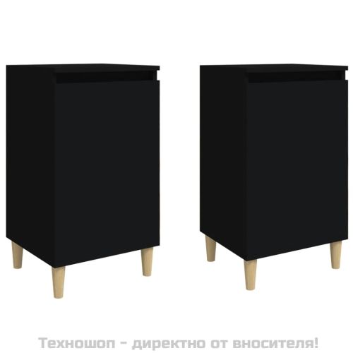 Нощни шкафчета, 2 бр, черни, 40x35x70 cm, инженерно дърво