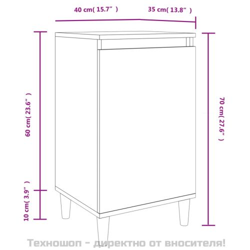 Нощно шкафче, опушен дъб, 40x35x70 см, инженерно дърво