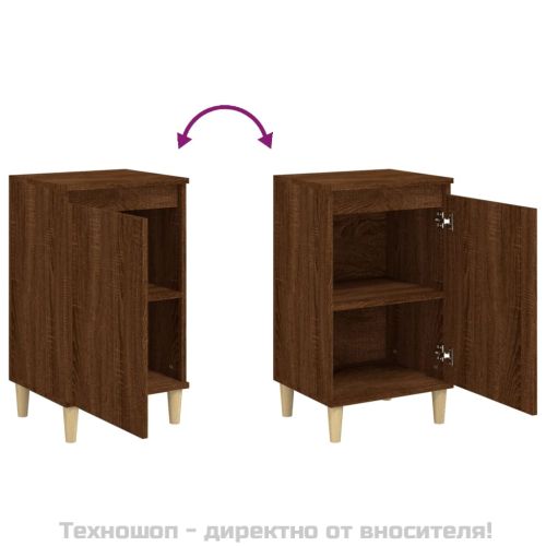 Нощно шкафче, кафяв дъб, 40x35x70 см, инженерно дърво