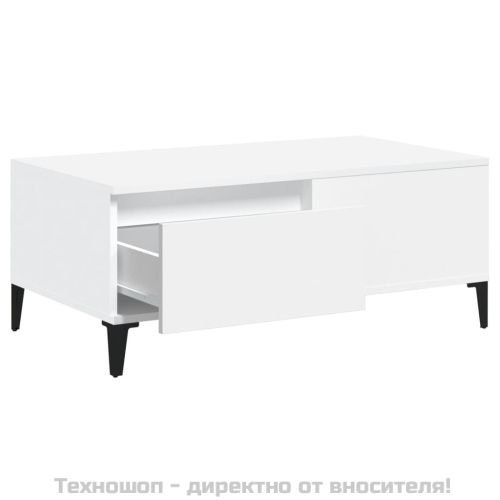 Кафе маса, бяла, 90x50x36,5 см, инженерно дърво