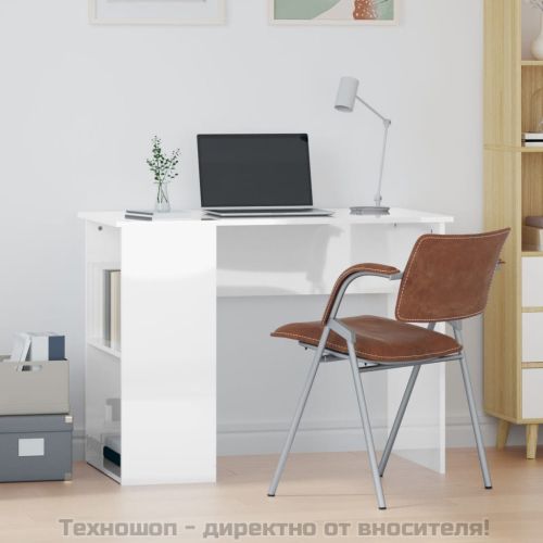 Бюро, бял гланц, 100x55x75 см, инженерно дърво