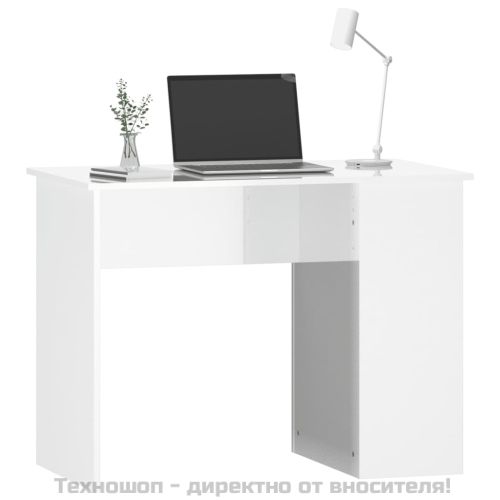 Бюро, бял гланц, 100x55x75 см, инженерно дърво
