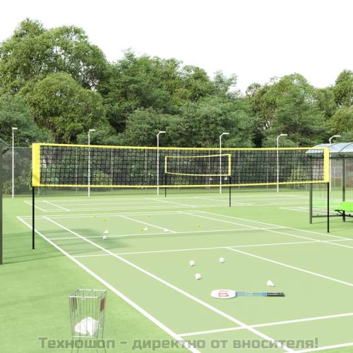Мрежа за бадминтон, жълто и черно, 600x155 см, PE плат