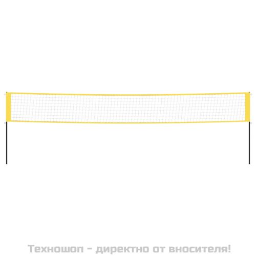 Мрежа за бадминтон, жълто и черно, 600x155 см, PE плат