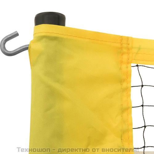 Мрежа за бадминтон, жълто и черно, 600x155 см, PE плат