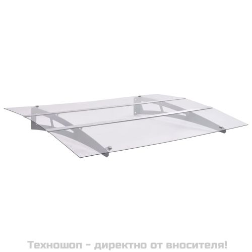 Навес за врата, сребристо и прозрачно, 150x90 см, PET