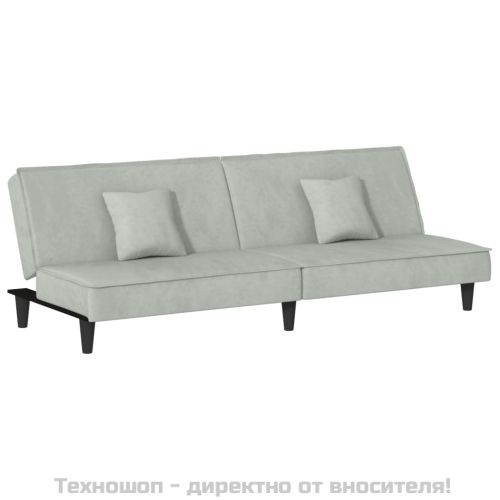 Разтегателен диван, светлосиво, кадифе