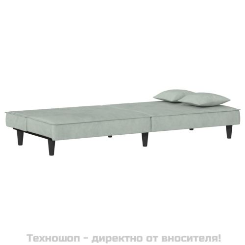 Разтегателен диван, светлосиво, кадифе