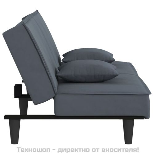 Разтегателен диван, тъмносив, кадифе