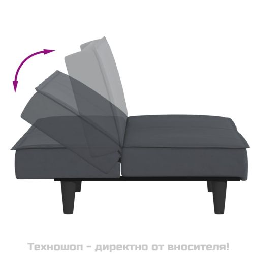 Разтегателен диван, тъмносив, кадифе