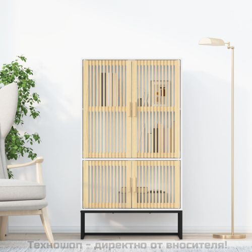 Висок шкаф, бял, 70x35x125 см, инженерно дърво