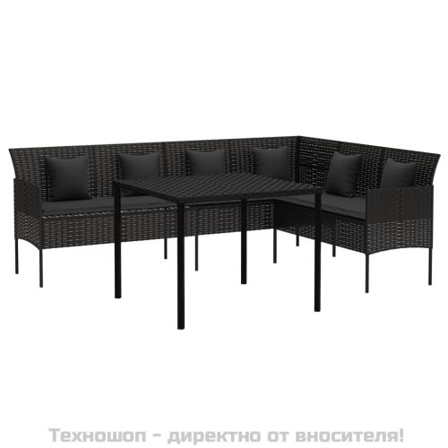 Градински трапезен комплект възглавници 2 части черен полиратан