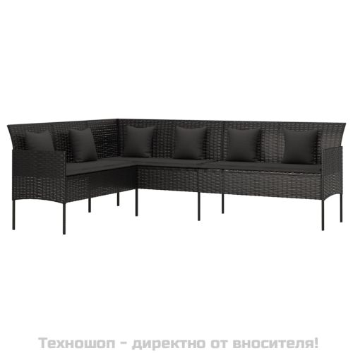Градински трапезен комплект възглавници 2 части черен полиратан