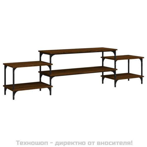 ТВ шкаф, кафяв дъб, 197x35x52 см, инженерно дърво