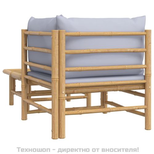 Градински комплект със светлосиви възглавници 2 части бамбук