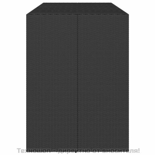 Бар маса със стъклен плот, черна, 185x80x110 см, полиратан