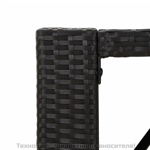 Бар маса със стъклен плот, черна, 185x80x110 см, полиратан