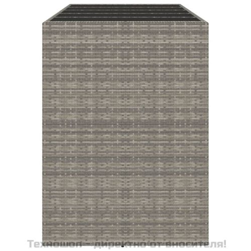 Бар маса със стъклен плот, сива, 185x80x110 см, полиратан