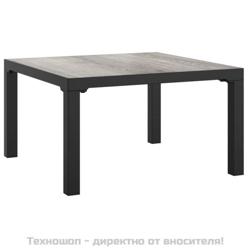 Градински лаундж комплект 4 части черно и сиво полиратан