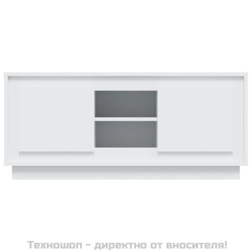 ТВ шкаф, бял, 102x35x45 см, инженерно дърво