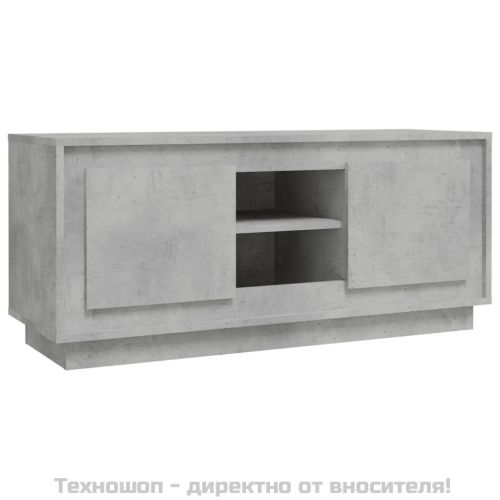 ТВ шкаф, бетонно сиво, 102x35x45 см, инженерно дърво