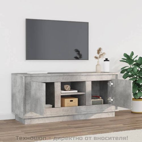 ТВ шкаф, бетонно сиво, 102x35x45 см, инженерно дърво