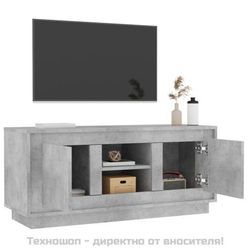 ТВ шкаф, бетонно сиво, 102x35x45 см, инженерно дърво