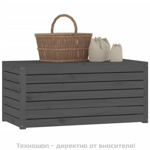 Градинска кутия сива 101x50,5x46,5 см масивна борова дървесина