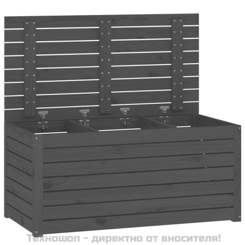 Градинска кутия сива 101x50,5x46,5 см масивна борова дървесина