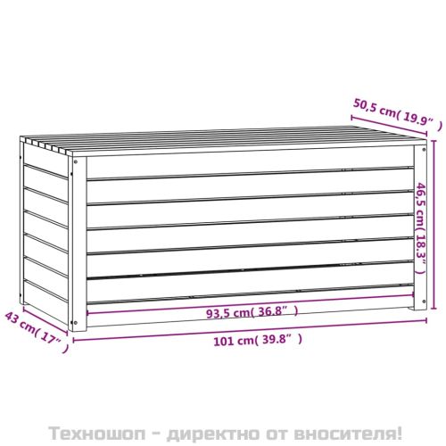 Градинска кутия черна 101x50,5x46,5 см масивна борова дървесина