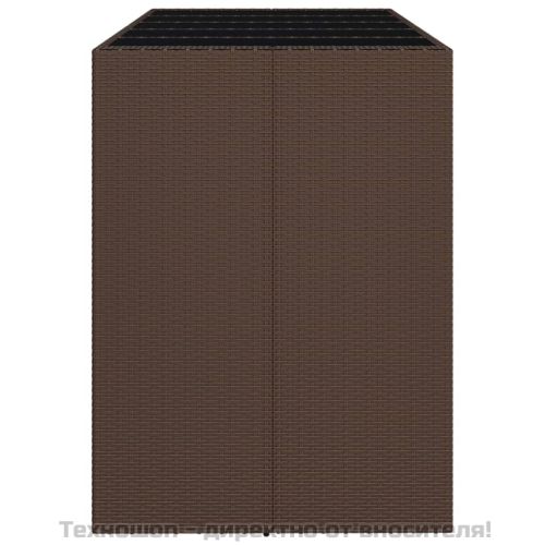 Бар маса със стъклен плот, кафява, 185x80x110 см, полиратан