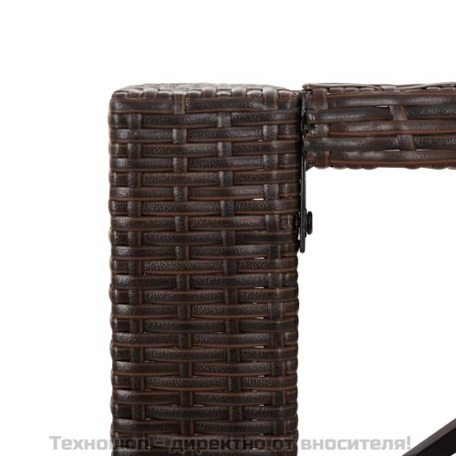 Бар маса със стъклен плот, кафява, 185x80x110 см, полиратан