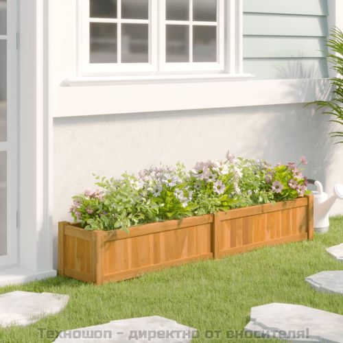 Повдигната леха 150x30x25 см тиково дърво масив