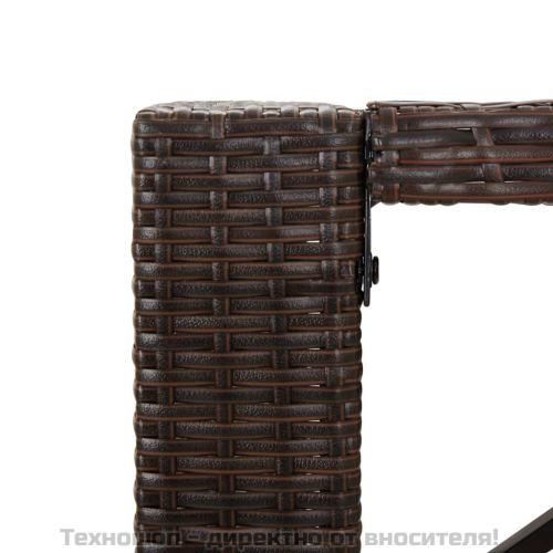 Бар маса със стъклен плот, кафява, 145x80x110 см, полиратан