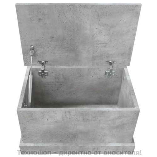 Кутия за съхранение, бетонно сиво, 50x30x28 см, инженерно дърво