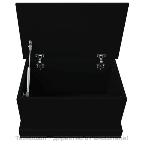 Кутия за съхранение, черна, 50x30x28 см, инженерна дървесина