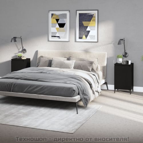 Нощни шкафчета, 2 бр, черни, 40x35x70 cm, инженерно дърво