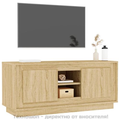 ТВ шкаф, бетонно сиво, 102x35x45 см, инженерно дърво