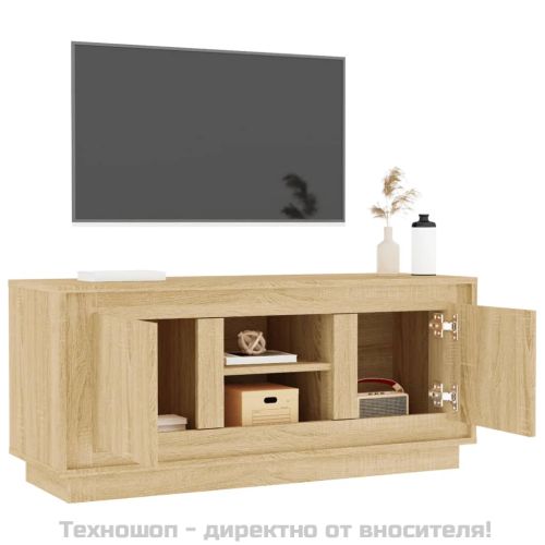 ТВ шкаф, бетонно сиво, 102x35x45 см, инженерно дърво