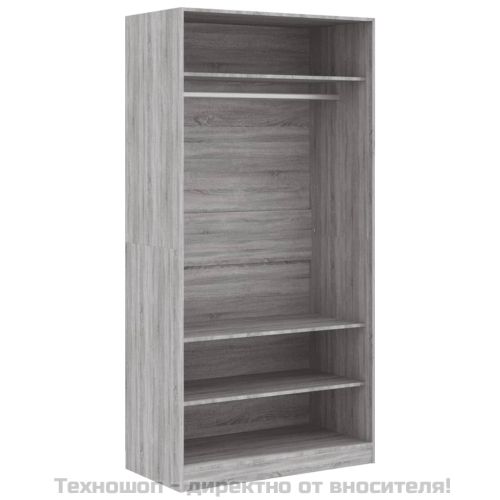 Гардероб, сив сонома, 100x50x200 см, инженерно дърво