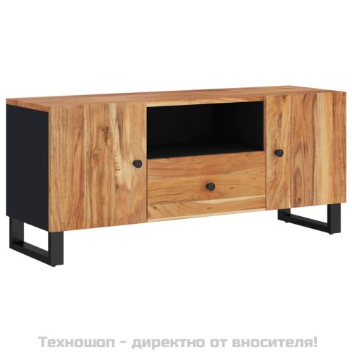 ТВ шкаф, 105x33,5x46 см, масивно акациево и инженерно дърво