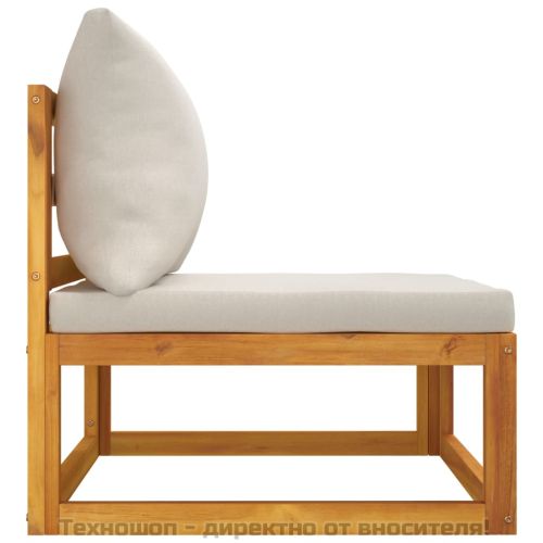 Градински лаундж комплект с възглавници, 3 части, акация масив