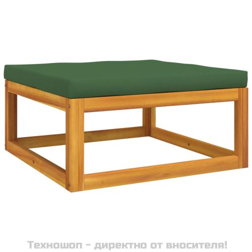 Градински лаундж комплект с възглавници, 3 части, акация масив