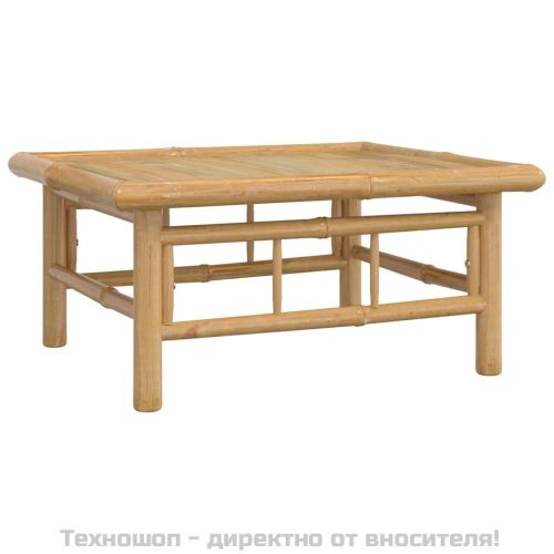 Градински лаундж комплект с кремави възглавници 3 части бамбук
