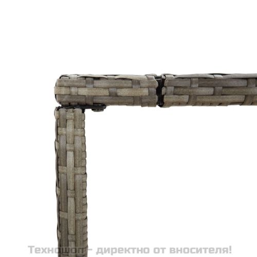 Бар маса със стъклен плот, сива, 180x70x110 см, полиратан